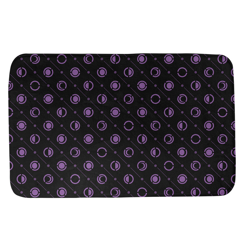 Skeffingt Memory Foam Non-Slip Bath Rug, 17" W x 24" L, Black/Violet