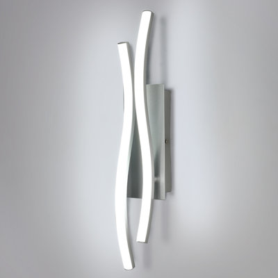 Modern 41cm Silver Curved Aluminium LED Wall Light