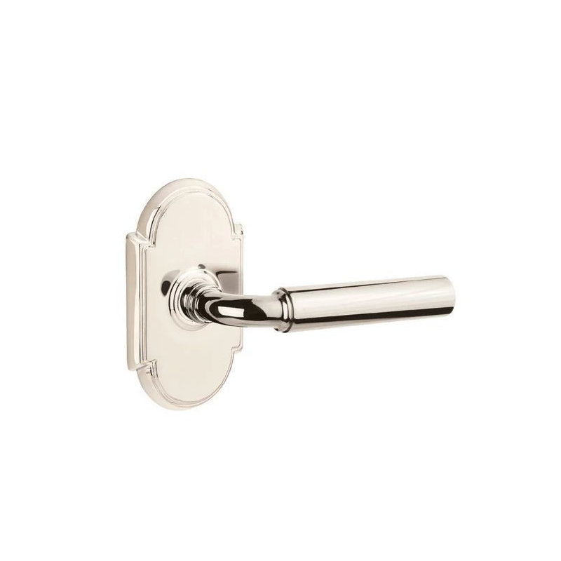 Emtek Passage Interior Mortise w/ #8 Rosette & Manning Lever, Left, Polished Nickel