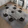 Recline 9 - Piece 110.23'' Extendable Sintered Stone Dining Table with 8 Fabric Chairs Dining Set