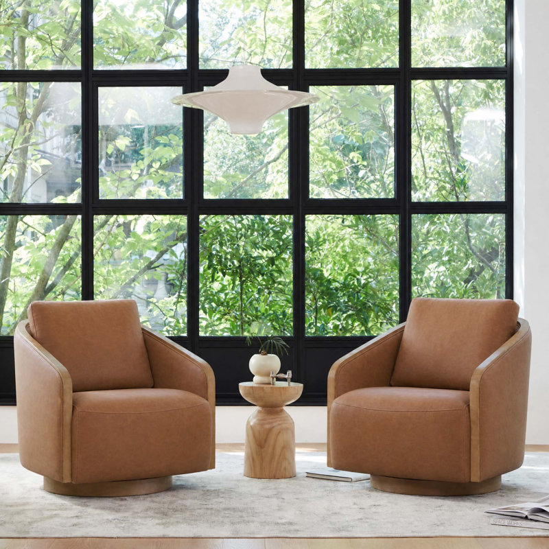 Fauteuil demi-tonneau pivotant l 32 po Nieve, Brown