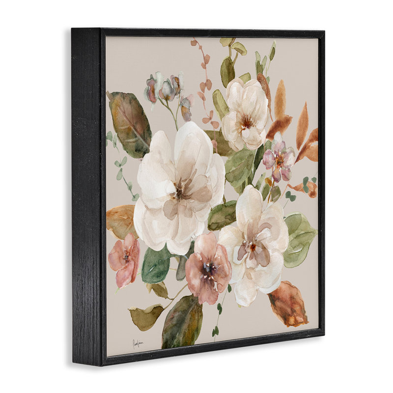 Ensemble de fleurs giclées, par Livi Finn, H 12 po x l 12 po, Giclée encadrée noir minuit