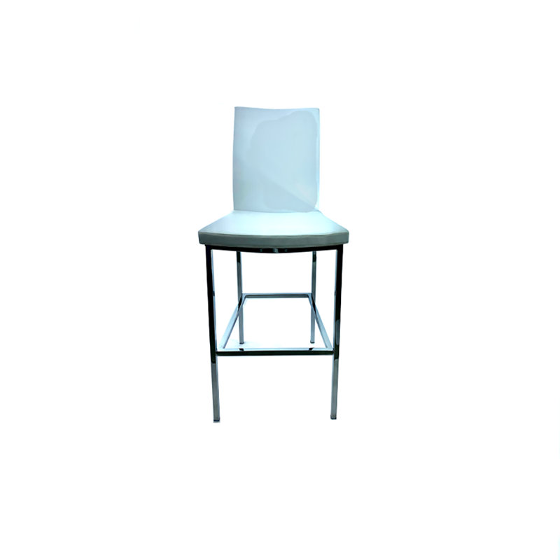 Jocelyne Upholstered Counter Stool with Metal Frame, Counter Stool (24" Seat Height), Chrome, White