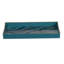 Ensemble de 2 plateaux rectangulaires Fara, conception en marbre, poignée découpée, plastique bleu-123774331