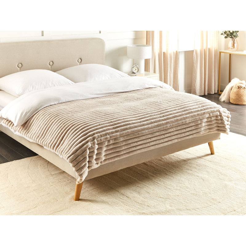 RAKYA Polyester Striped Bedspread, Beige