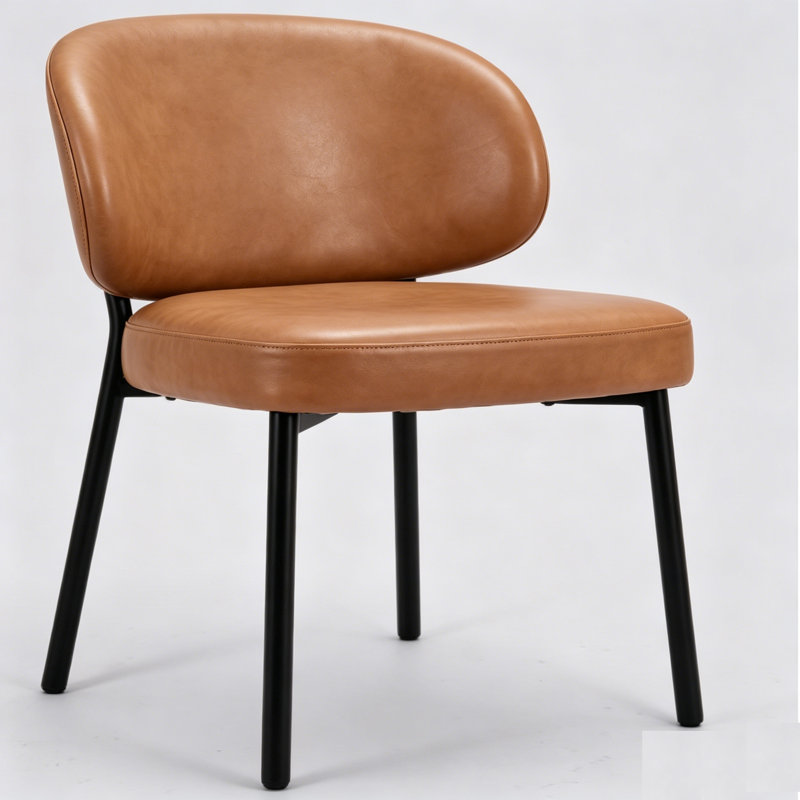 Chaises de salle à manger avec dossier en rotin Aleshire, Chameau