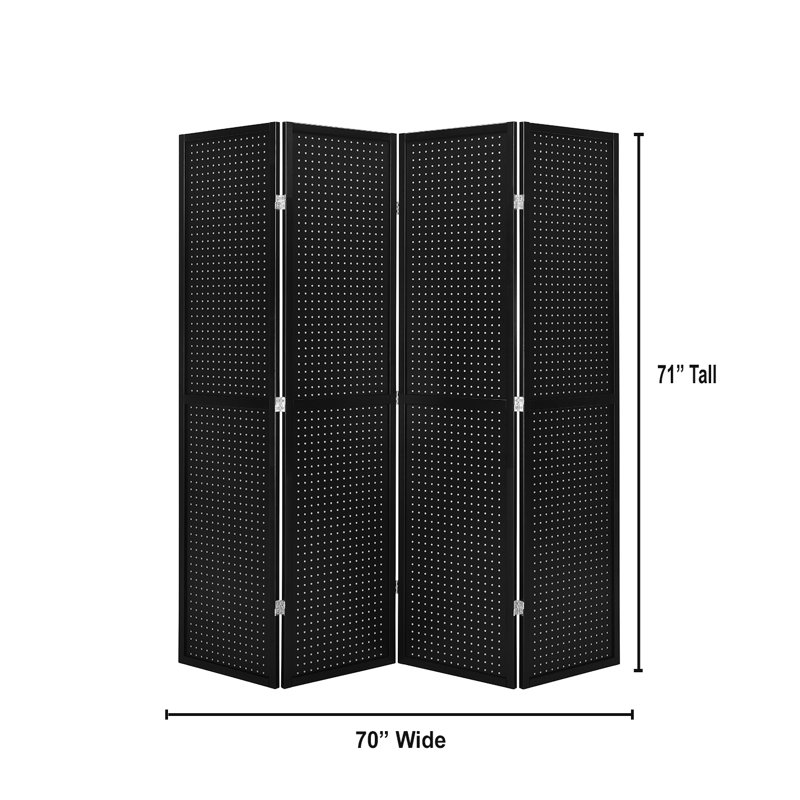 Aromola  4 - Pegboard Panel Folding Screen Room Divider 71"High x 70" Wide, Natural