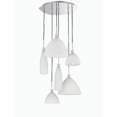 Katherine 6 - Light Chrome/White Cluster Pendant