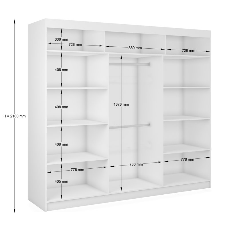 Jamei 3 Door Manufactured Wood Wardrobe, Black/White