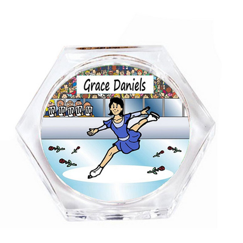 Patin à glace personnalisé - ensemble de cadeaux pour sous-verre féminin (4 sous-verres), Oui