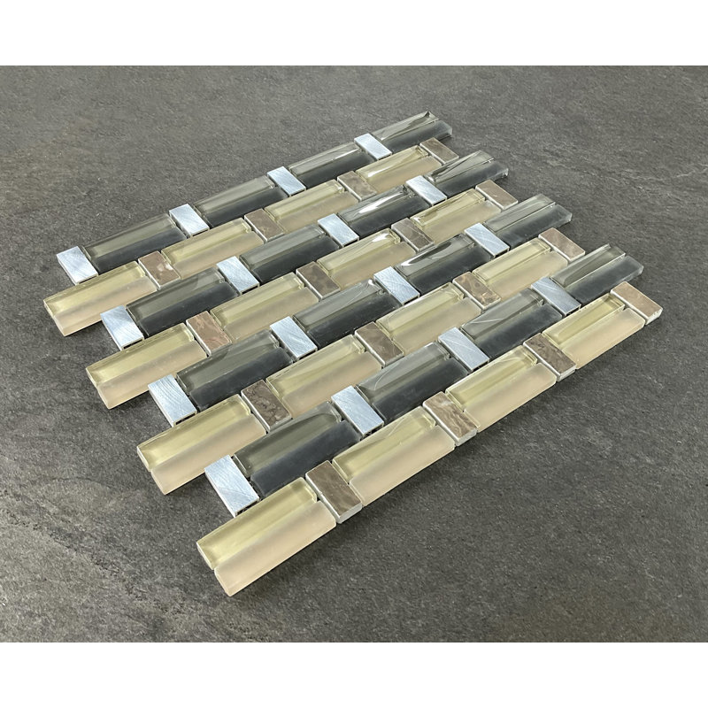Carrelage mosaïque en métal et verre, Mélange Skyline Moka