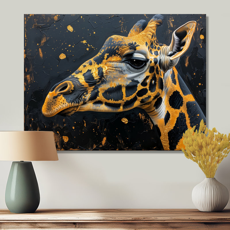 Eduarda - Décoration murale girafe, H 34 po x l 44 po x P 1,5 po, Métal métal