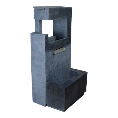Fontaine de jardin d'extérieur moderne 35,5 "noire et dorée