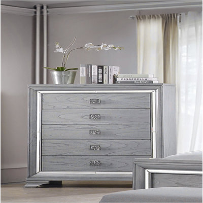 Mobilier de chambre à coucher contemporain contemporain en bois massif gris clair