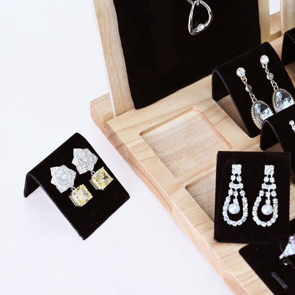 Wood Jewellery Display Stand Set - Versatile, Black