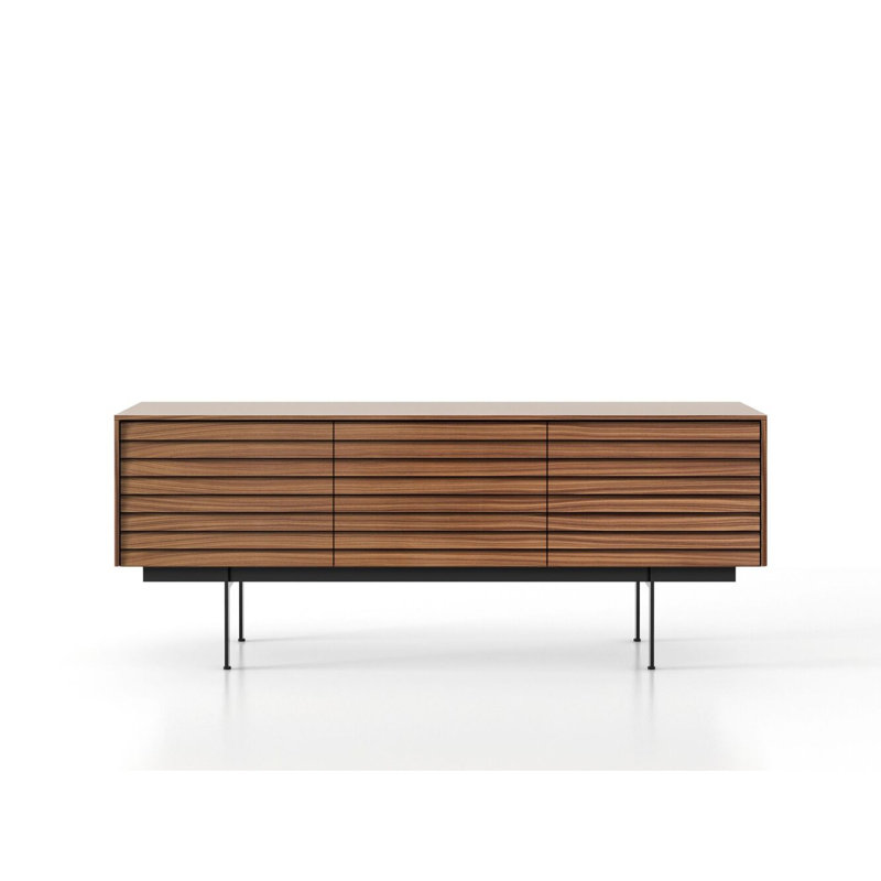 69.9'' Sideboard, 16.3" H x  69.9" W x 18.5" D, Black/Super Matte Walnut