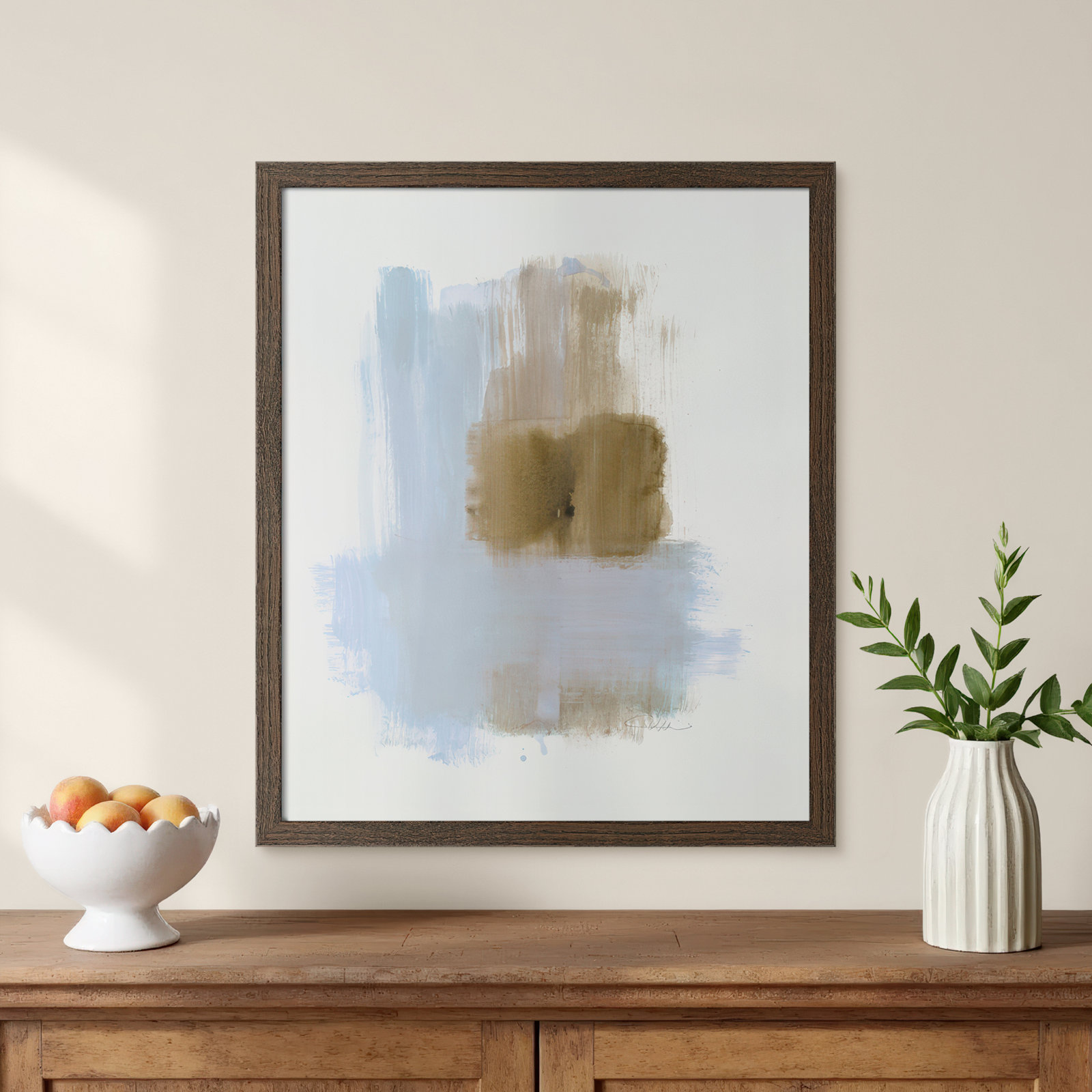 Esmeray "Powder Room Wash IV" Print, 19" H x 16" W x 1.25" D, Walnut Slim Frame Unmatted