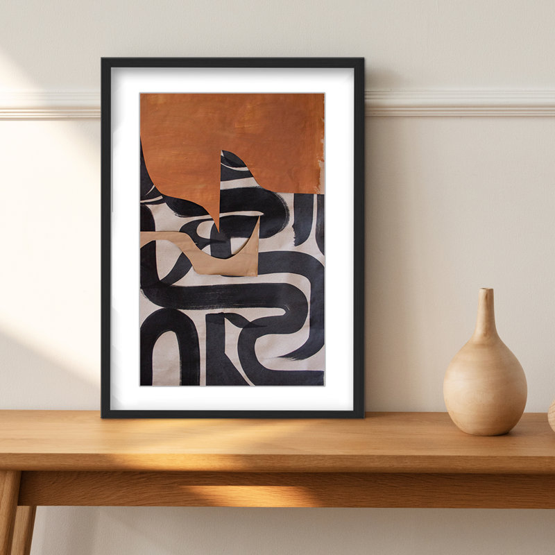 Gai: A Symphony Of Abstraction, 30" H x 24" W x 1.125" D, Black, Framed Matted Print