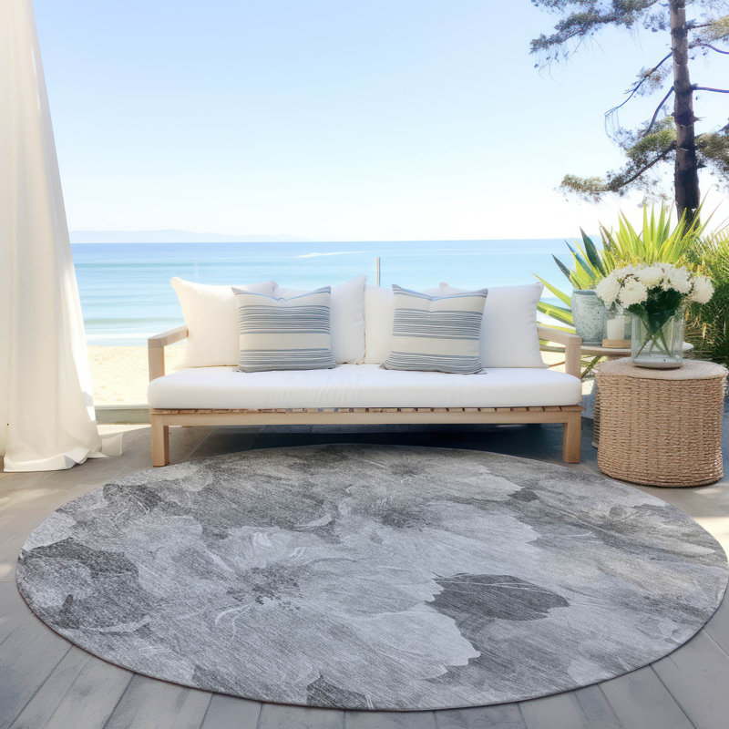 Tapis intérieur / extérieur gris Valmera , 8 pi x 8 pi