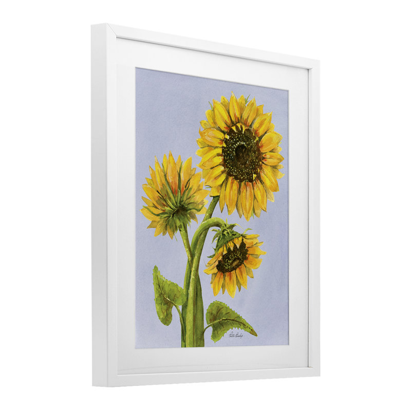 «Sunflower Trio Against Blue», reproduction encadrée sous verre, conception de Patti Bishop, H 16 po x l 13 po