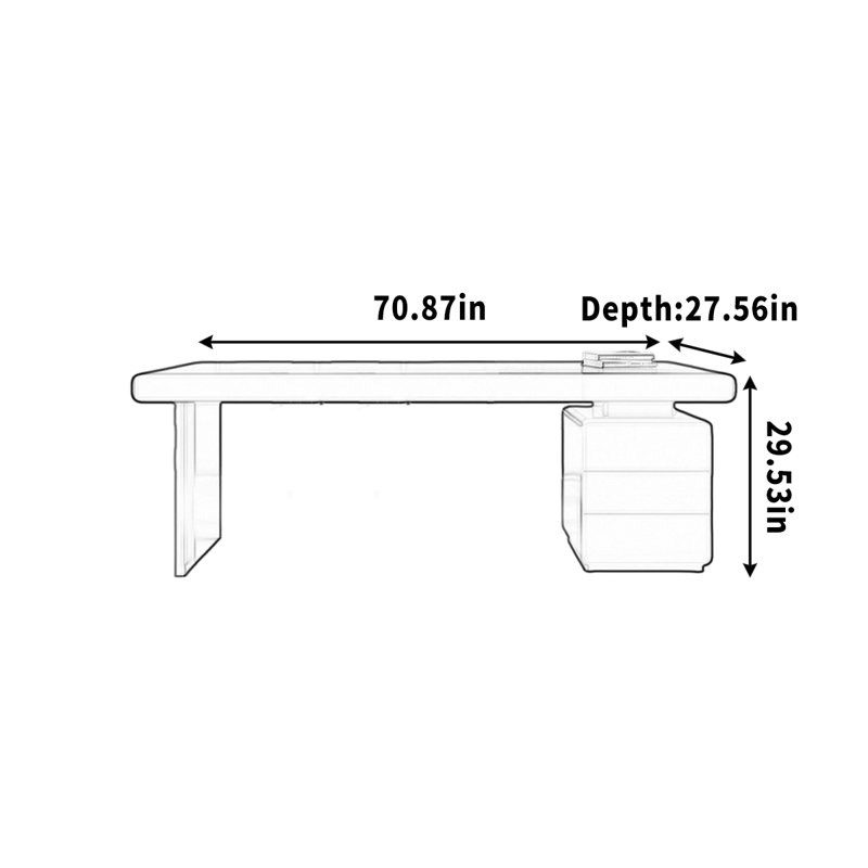 Bureau armoire Belin, Brun, H 29,53 po x l 70,87 po x P 27,56 po