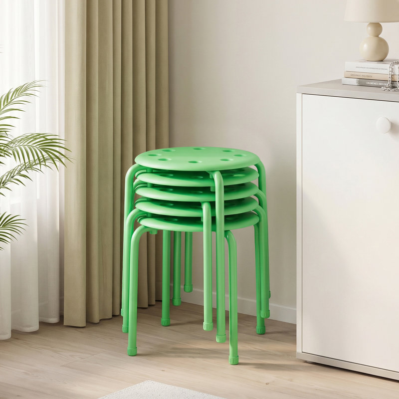 Ensemble de 6 tabourets empilables pour salle de classe, tabourets ronds en métal portatifs et empilables, sièges d'activité peu encombrants pour l'école, le bureau, la maison et les espaces d'apprentissage, vert