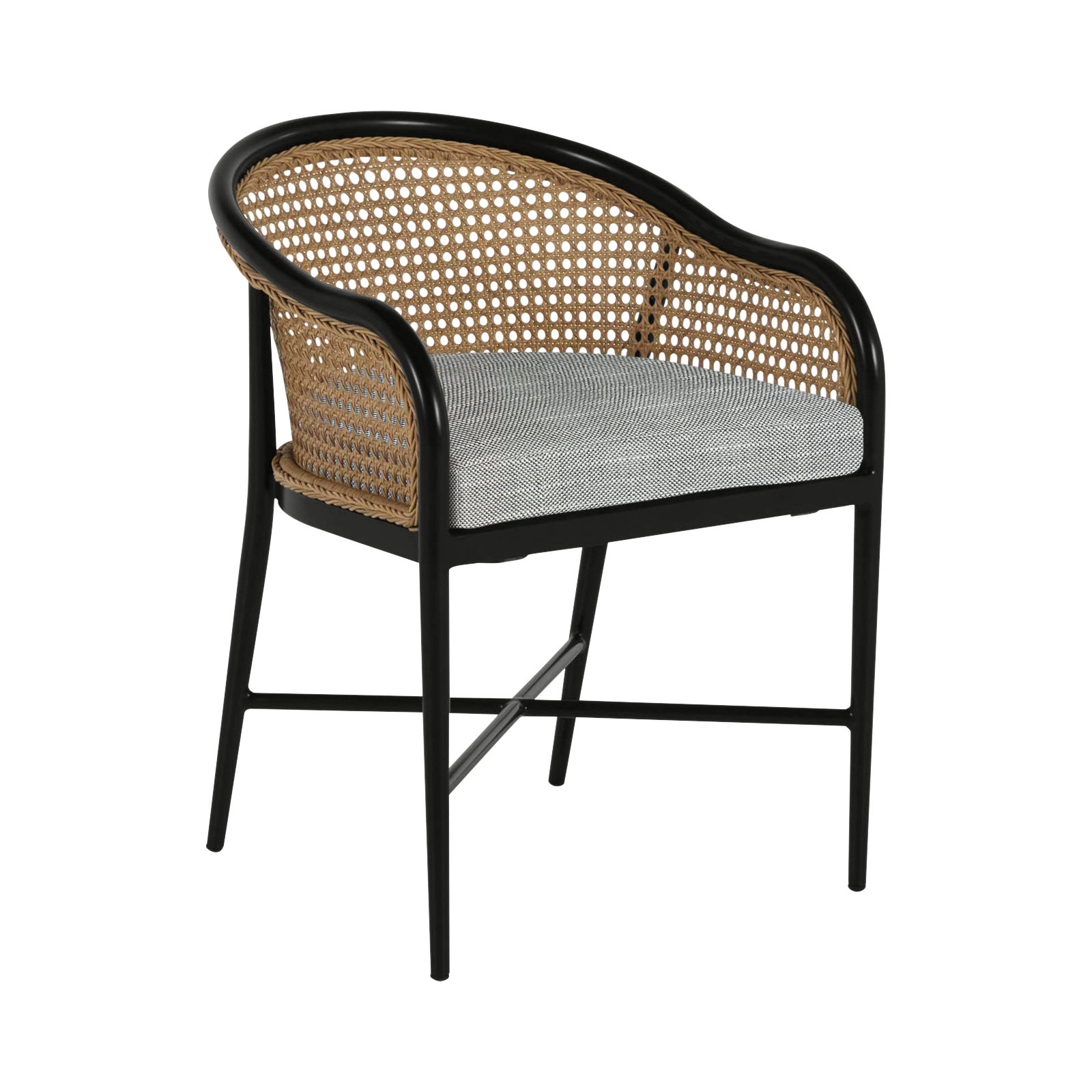 Havana Cane N-Dura Resin Wicker Outdoor Arm Chair, No Welt, Chalk/Natural Cane, Perigold Direction Linen