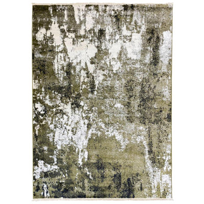 Modern Fringed Abstract Area Rug