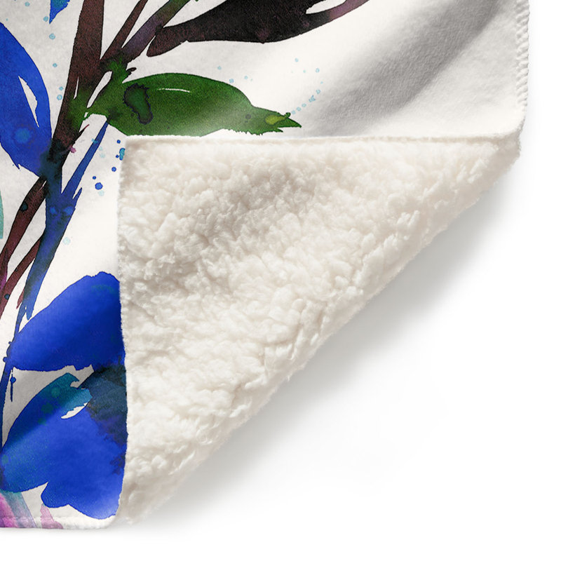 Couverture en sherpas douce posies blue, l 68 po x L 80 po