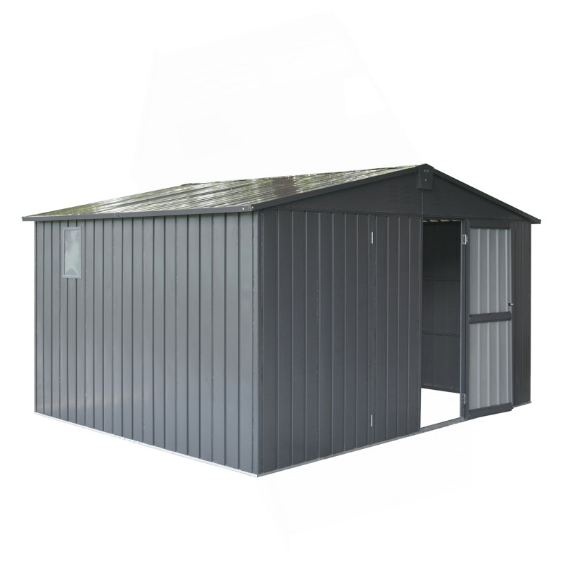 Storage Shed 11'X 9' With Galvanized Steel Frame & Windows, Outdoor Garden Shed Metal Utility Tool Storage Room With Lockable Door For Patio(Dark Gray)