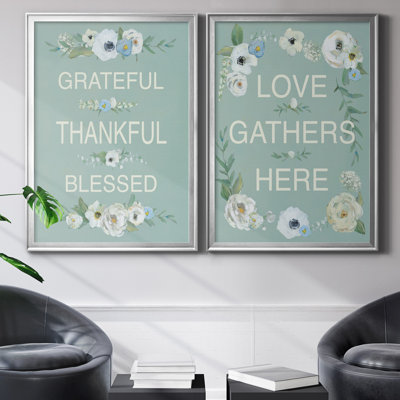 Grateful Thankful - ensemble de 2 reproductions d'art textuel