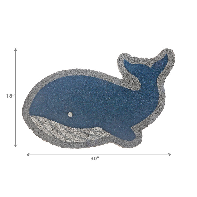 Paillasson bleu en forme de baleine