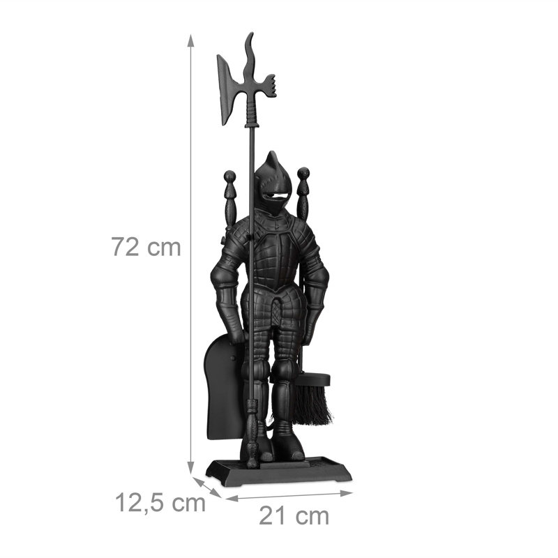 Newtowne Iron Fireplace Tool Set, Matt black
