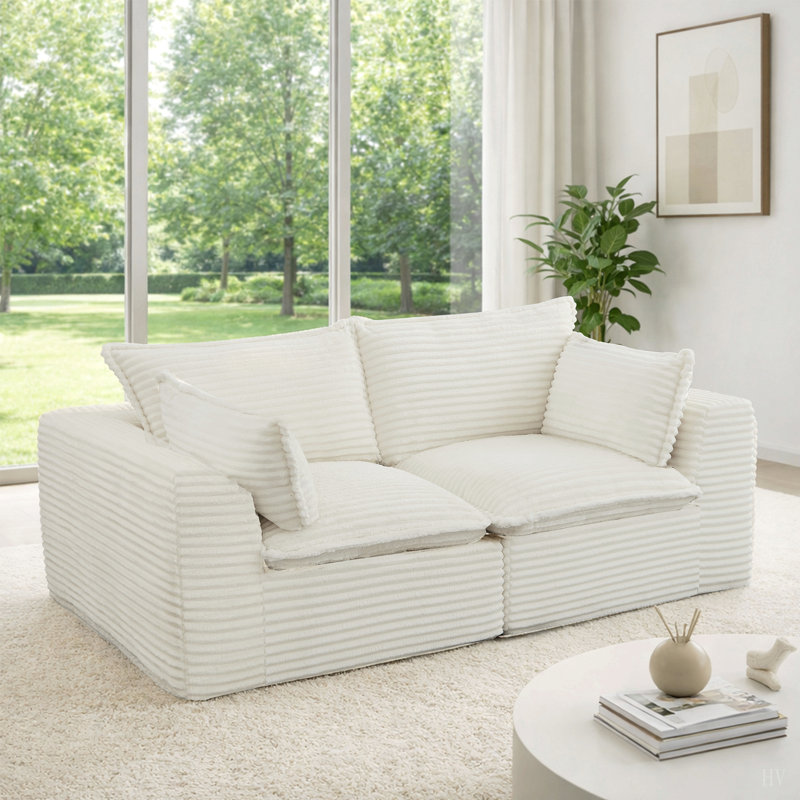 Canapé modulaire 78,8 po, velours côtelé inspiré des nuages, aucun assemblage requis, modules légers, revêtement pour animaux de compagnie