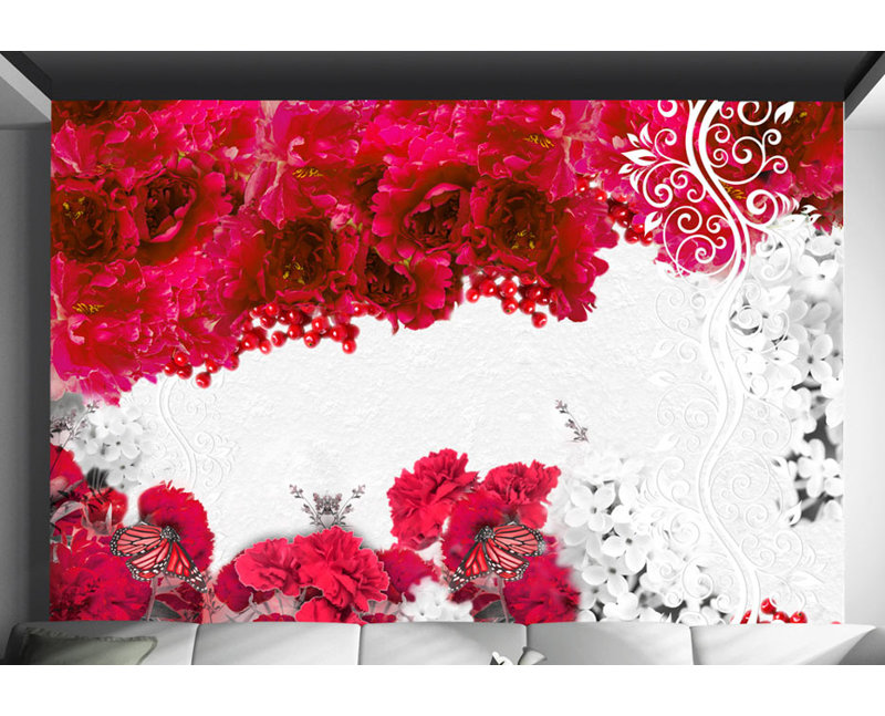 Colours of Spring 2.45m x 350cm Wallpaper, 280 cm L x 400 cm W, Rot