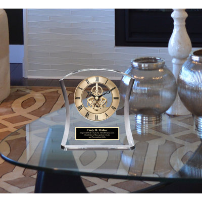 Analogue Cherry Solid Wood Quartz Movement / Crystal Tabletop Clock in Gold