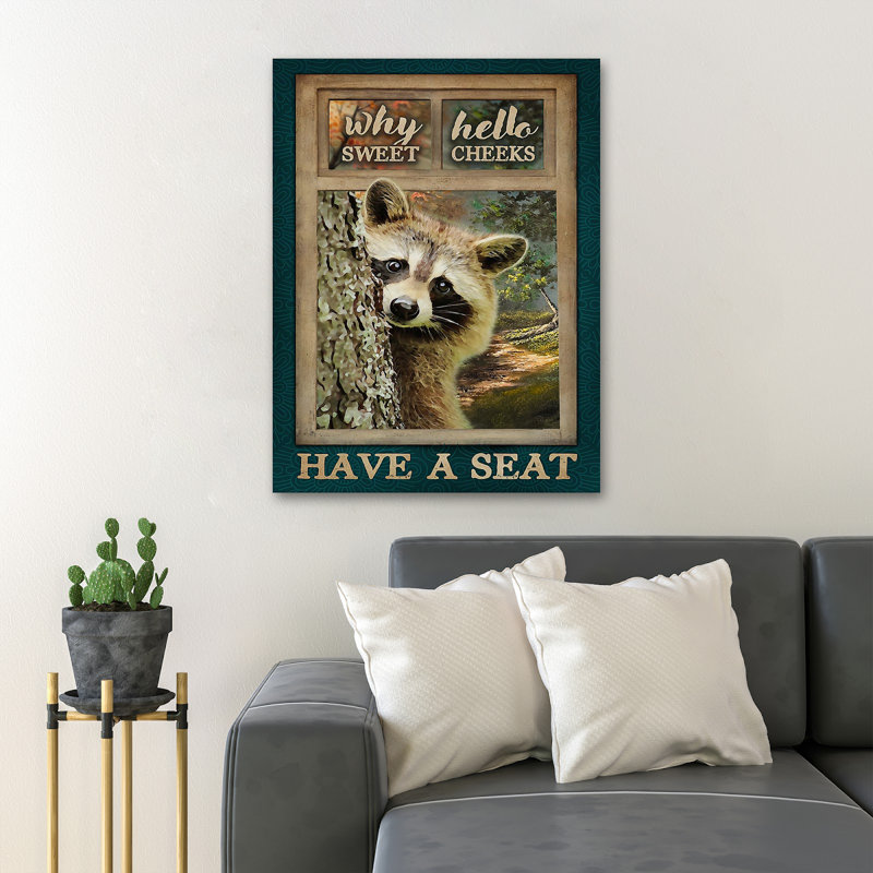 «Raccoon In The Forest, Have A Seat», impression sur toile tendue, H 36 po x l 24 po x P 2 po