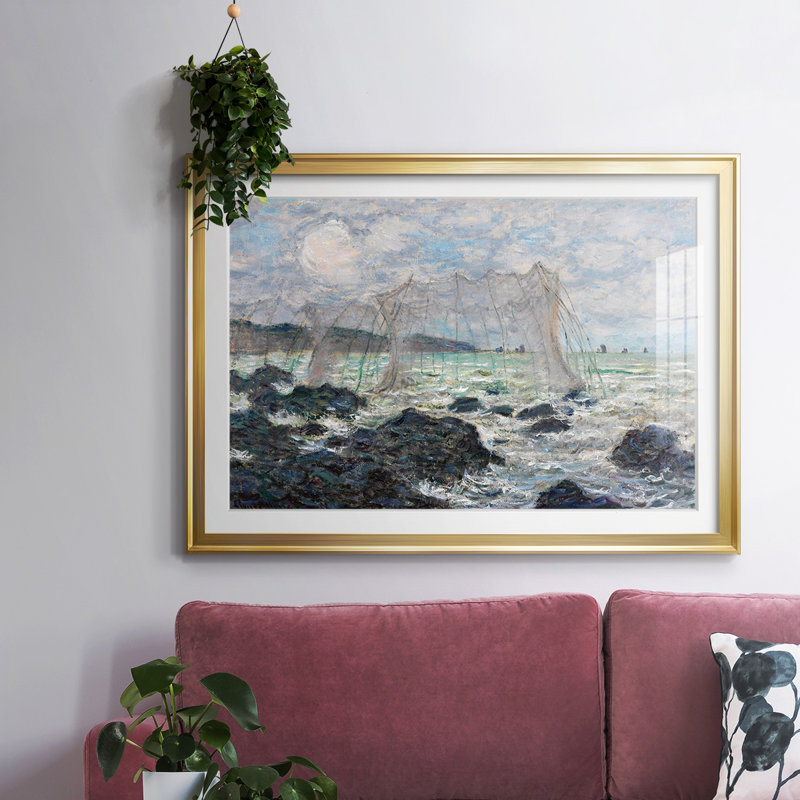 Monet, impression sur papier encadrée, H 19 po x l 27 po x P 1,5 po, Or