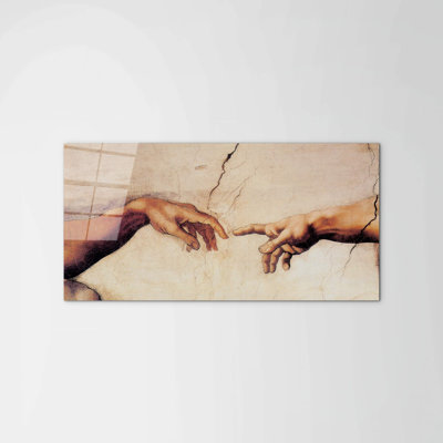 Homage to Michelangelo - Creation of Adam I 50cm H x 100cm W High Quality Print on Frameless Panel, Lightweight, Ready to Hang