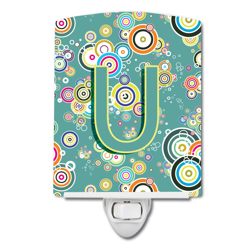 Circle Initial Alphabet Ceramic Night Light, U