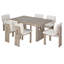 Table de salle à manger 7 pièces à base de tréteaux avec 6 chaises rembourrées-1334276776-1334276774
