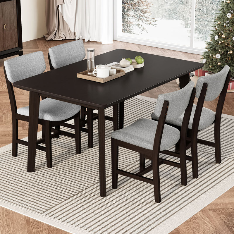3 Piece Dining Table Set for 2, Modern Kitchen Table and Chairs, Dining Room Set, Espresso