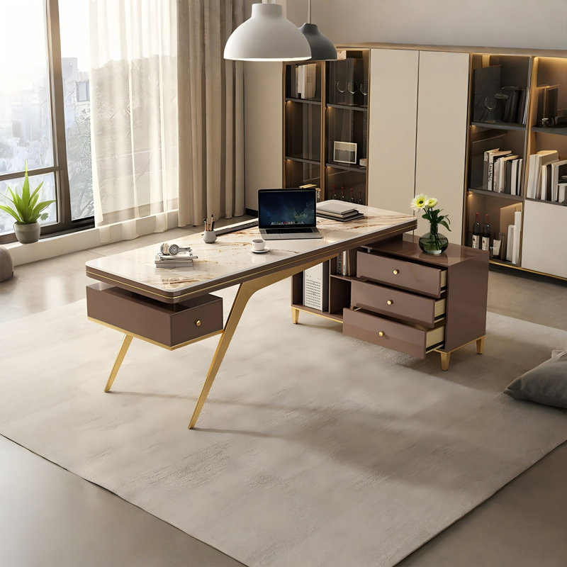 Bureau de direction en pierre frittée couleur café L, H 24,41 po x l 55,12 po x P 47,24 po
