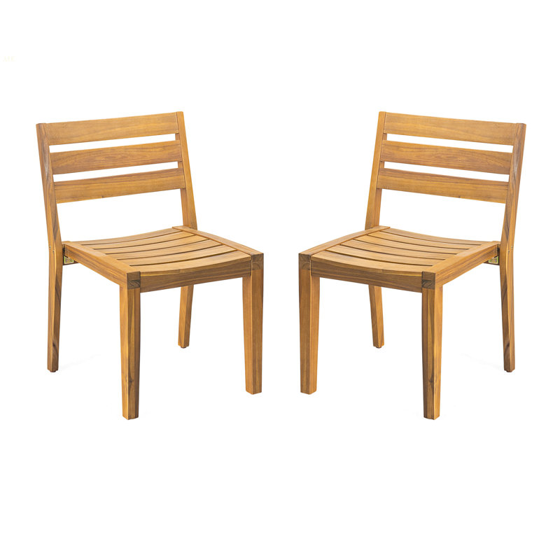 Chaise d'appoint d'extérieur en bois d'acacia, finition teck (ensemble de 2)