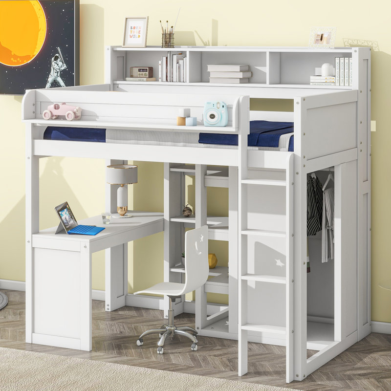 Jaiya Kids Twin Loft Bed, White