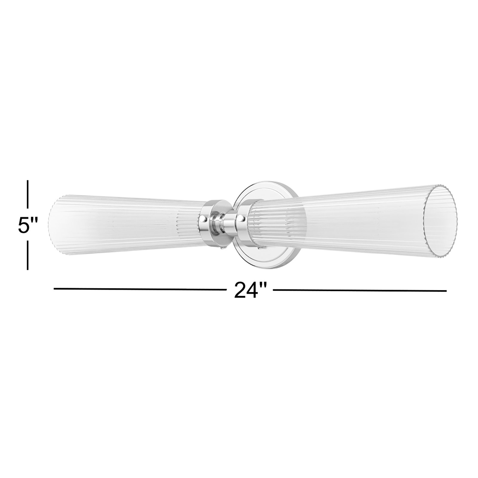 2 Light Transparent Vanity Light, Polished Nickel