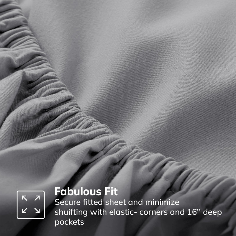 Meliah Microfibre Brushed Fitted Bed Sheet, Double (4'6), Grey