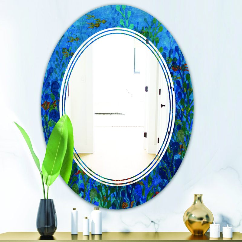 Modern Wall Mirror, 31.5" H x 23.7" W, Triple C Underwater Lake Leaves I 
