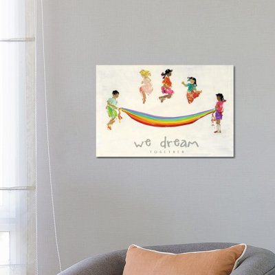 Rainbow Kids We Dream by Sally Swatland - Wrapped Canvas Print