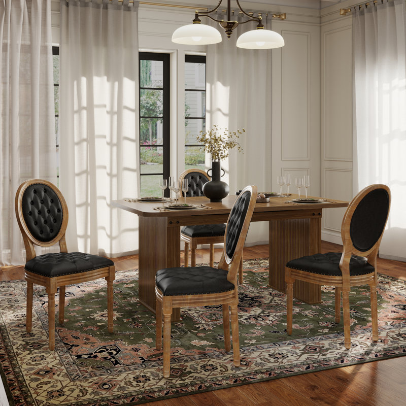 Ensemble de salle à manger Mid-Century, Table, 4 chaises, Noir